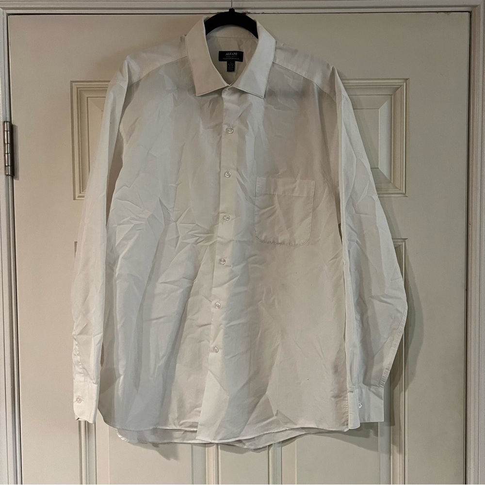White Regular Fit Alfani Button Down Shirt Size L